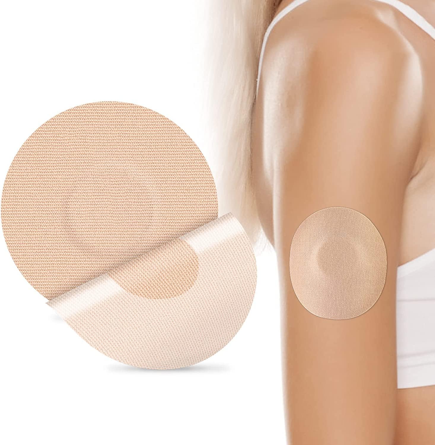 Freestyle Adhesive Patches 25Pack Waterproof Libre2/3 Sensor Covers Flesh Flexible CGM Patches Without Glue in The Center-Enlite-Guardian-Freestyle Libre 14 Day Sensor Patches (skin colour)