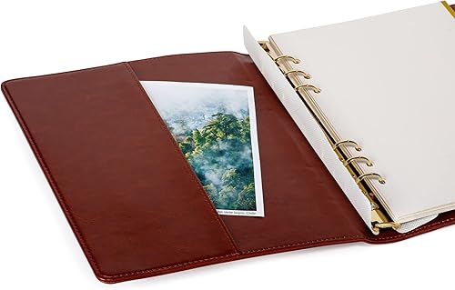 Miniatura 8 de Álbum de fotos portátil autoadhesivo  Carpeta de cuero vegano en blanco para álbumes de recortes con espacio de escritura y 20 hojas adhesivas (40