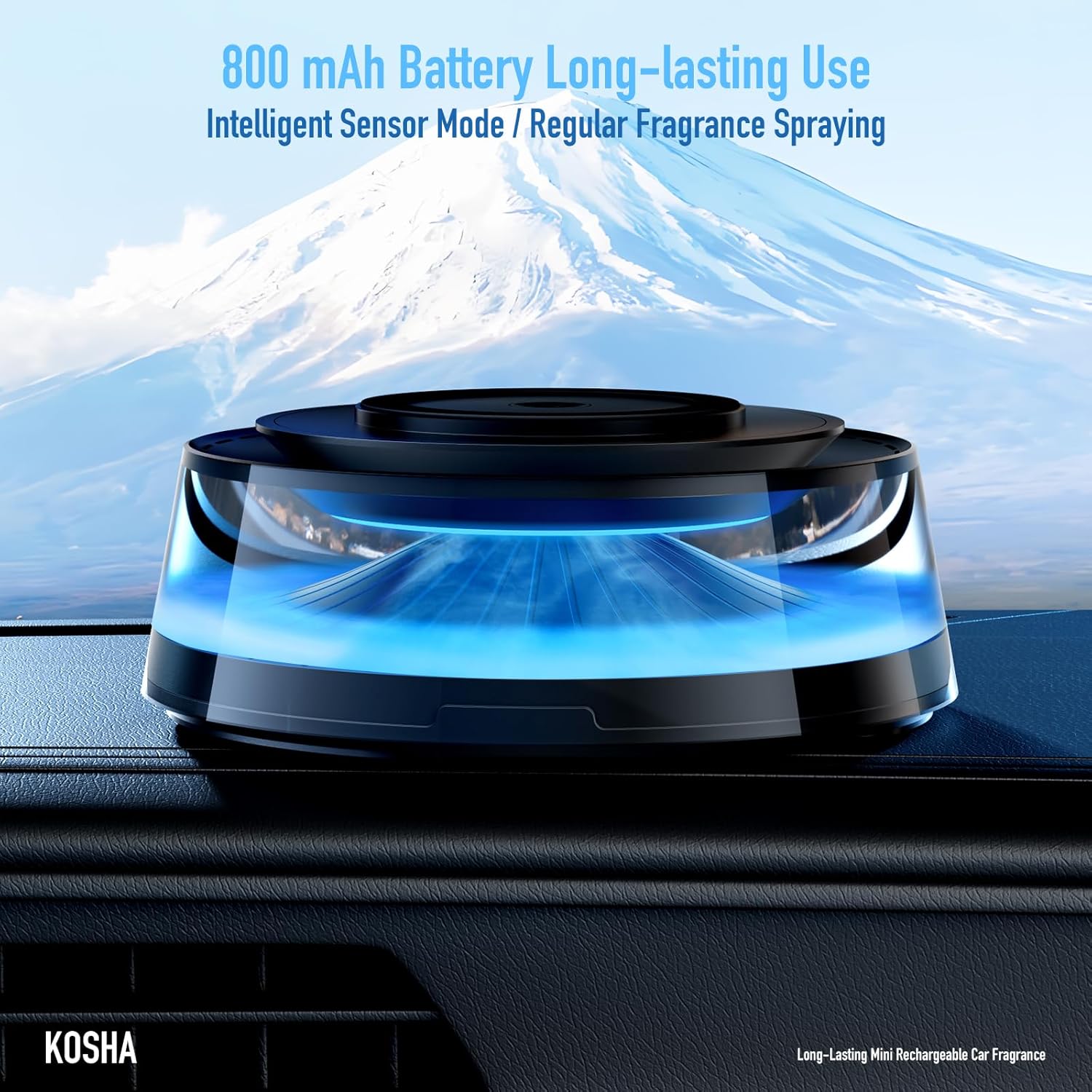 KOSHA Automobile Aroma Diffuser with LED Lights, Portable Car Air Freshener, Phone Base, 800mAh, Essential Oil Diffuser for Car & Home, Non-Slip