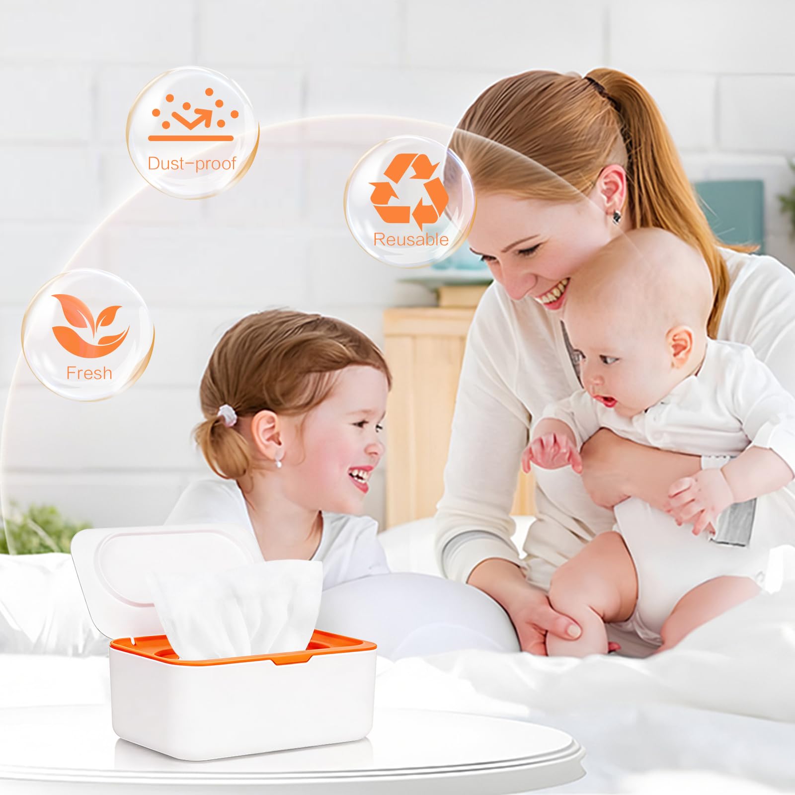 Lot de 8 distributeurs de lingettes pour bébé réutilisables et pochette portable pour lingettes humides, étui rechargeable avec couvercle pour salle de bain, chambre d'enfant, cuisine, bureau, voyage