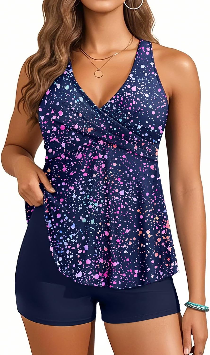 Aqua Eve Tankini Swimsuits for Women- Flowy Two Piece Bathing Suit with Shorts 2025 Tummy Control Swimwear