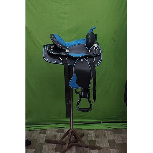 SS19 Premium Synthetic Western Saddle - 14 to 18 Inch, and Comfy Horse Saddle with Tack Set All Accessories Included, Equetrian Accessories