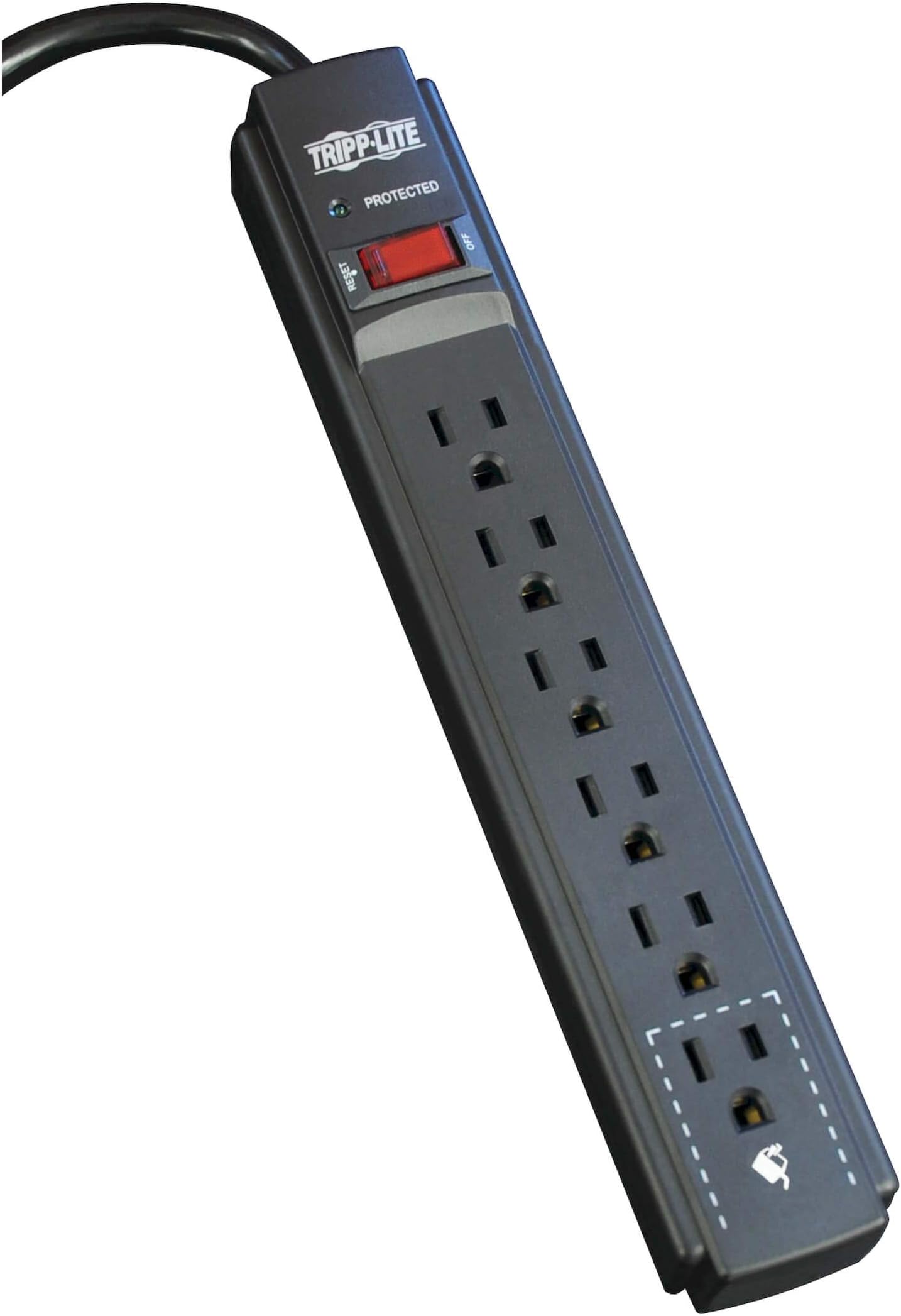 Eaton Tripp Lite Series 6 Outlet Surge Protector Power Strip, 6ft Extension Cord, 900 Joules, 15A Circuit Breaker, UL Certified, Black (TLP606B)