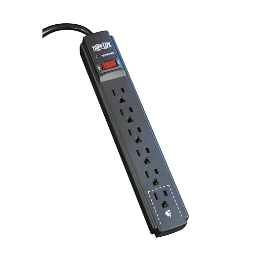 Tripp Lite TLP606B 6-Outlet Surge Protector 790 Joules, 6 Feet Cord (Black)