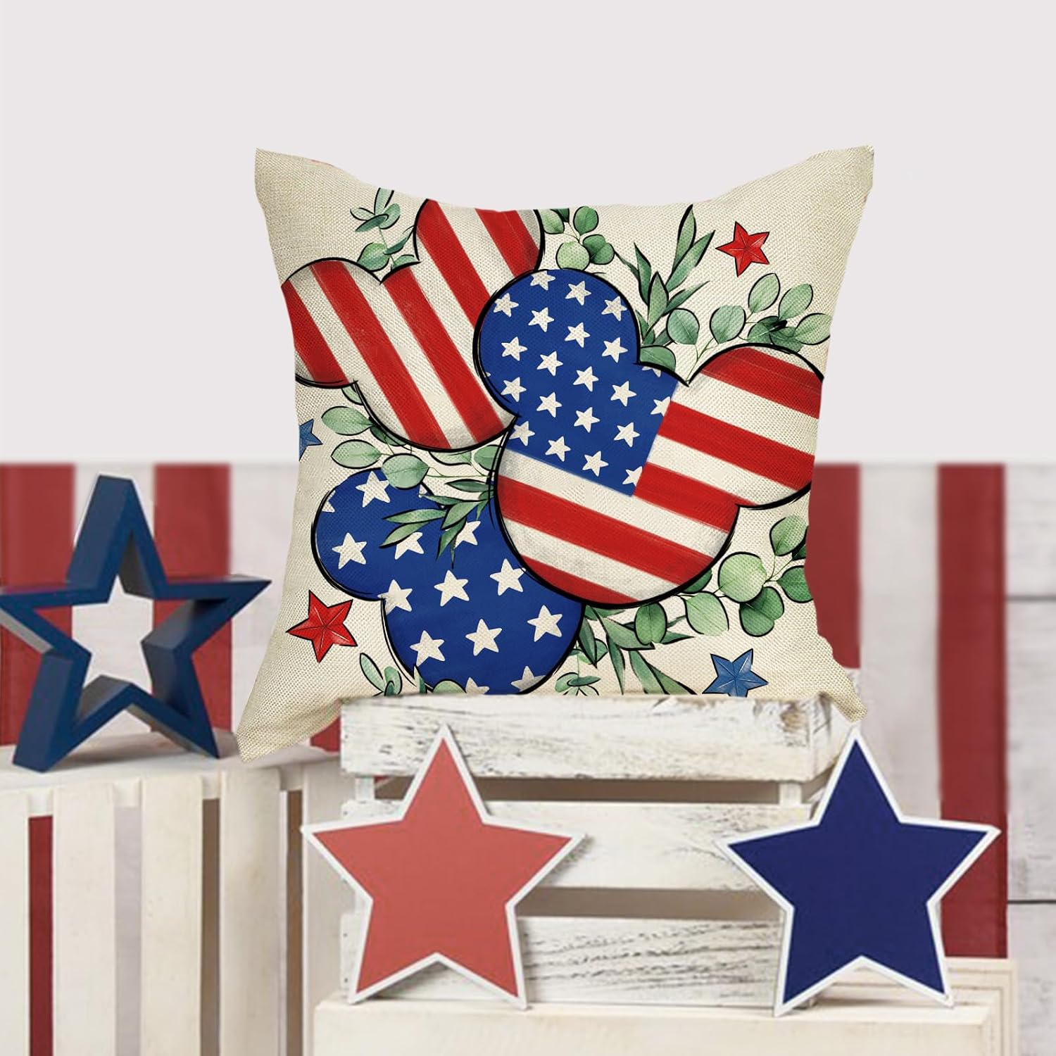 4th of July Patriotic Decorative Throw Pillow Covers 16 x 16 Set of 4 image 5
