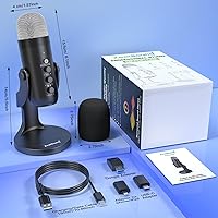 Vista 7 de ZealSound Micrófono Inalámbrico, Micrófono USB para iPhone PC iPad Teléfono Android - Micrófonos Inalámbricos con Silencio Eco Monitor Volumen