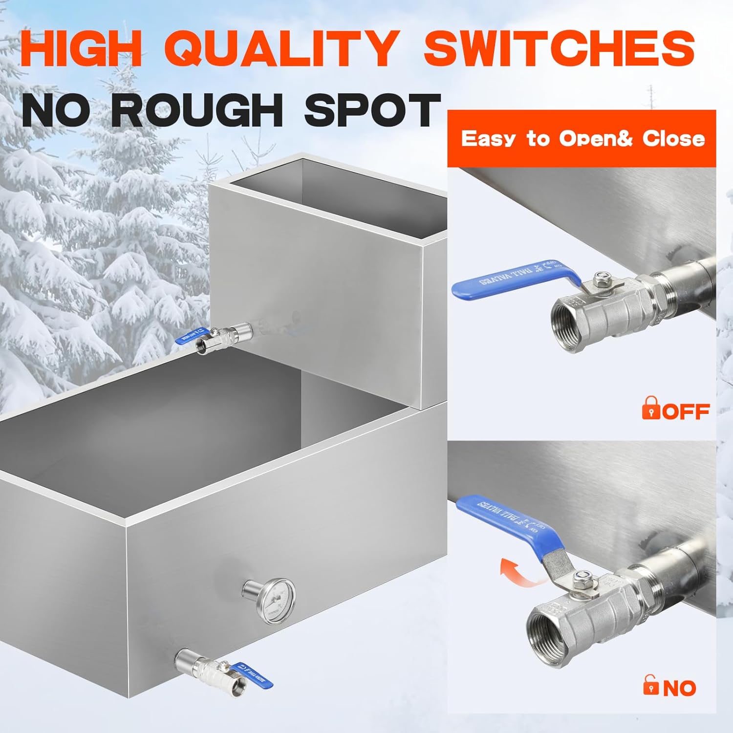 Maple Syrup Evaporator Pan, 19.5 Gal 304 Stainless Steel Maple Syrup Pan, 30 x 16 x 18.7 Inch Boiling Maple Evaporator Pan with Valve and Thermometer Feed Pan for Home, Outdoor