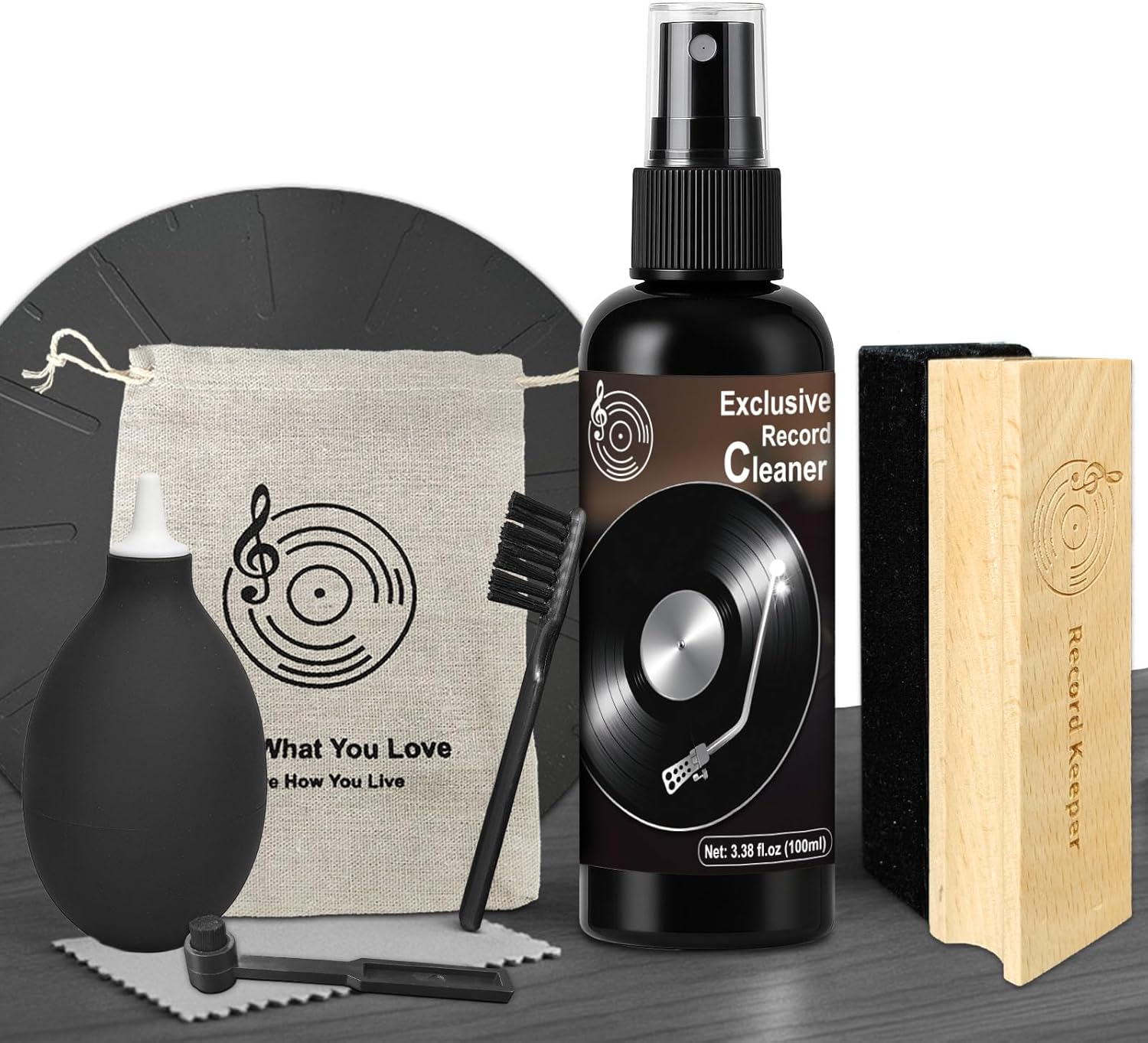 EIGTWEN Vinyl Record Cleaning Kit, Vinyl Cleaning Kit Easily Removes Dust, Dirt and Grease, Protecting The Fine Grain of Records and Restoring Them to Their Original Perfect Condition(8-in-1)