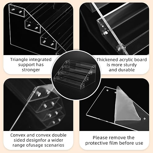 Miniatura 5 de Soportes de exhibición de acrílico de 12 pulgadas Estante de exhibición de acrílico transparente de 4 niveles, doble cara utilizable, organizador