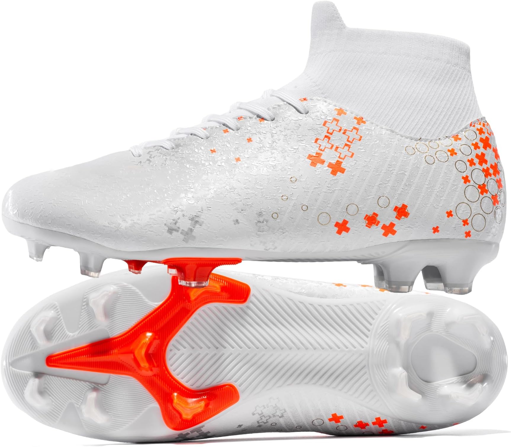 orange and white adidas football cleats