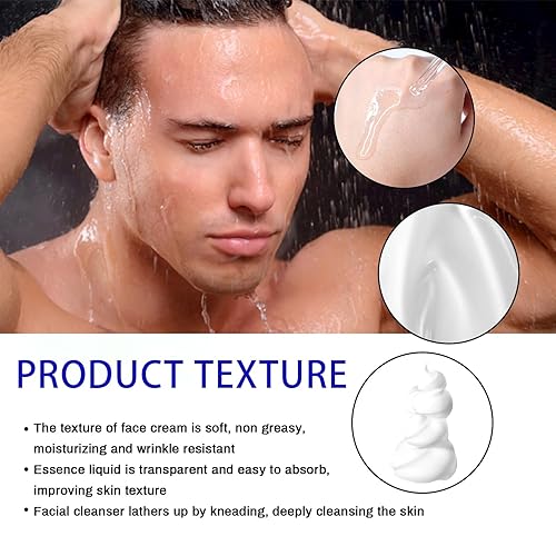 Miniatura 4 de Set de cuidado de la piel para hombres bálsamo antiarrugas natural de sarga, lavado facial nutritivo, suero antienvejecimiento nocturno, revitaliza