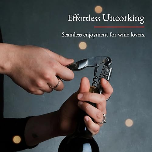 Miniatura 3 de Barvivo Abridor de botellas de vino con sacacorchos de doble bisagra - Llave de vino manual de 4.5 pulgadas con cortador de papel de aluminio y