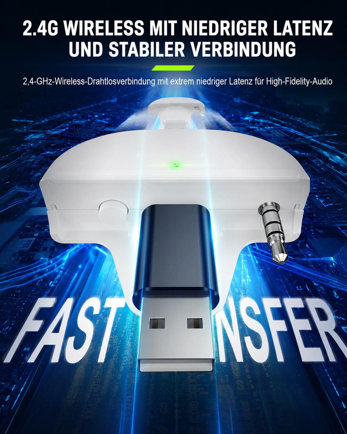 Gaming Headset Wireless für Xbox Series X|S|One, PC, PS5, PS4, Switch, 2.4GHz Und Bluetooth 5.4 Headset Kabellos mit Mikrofon, Geringe Latenz Noise Cancelling, Faltbar, mit LED Licht 60h Akkulaufzeit
