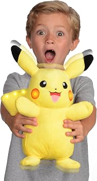 Pokemon PKW1887-25 cm Featured Plush - Pikachu, Official Pokemon Plush with Light and Sound