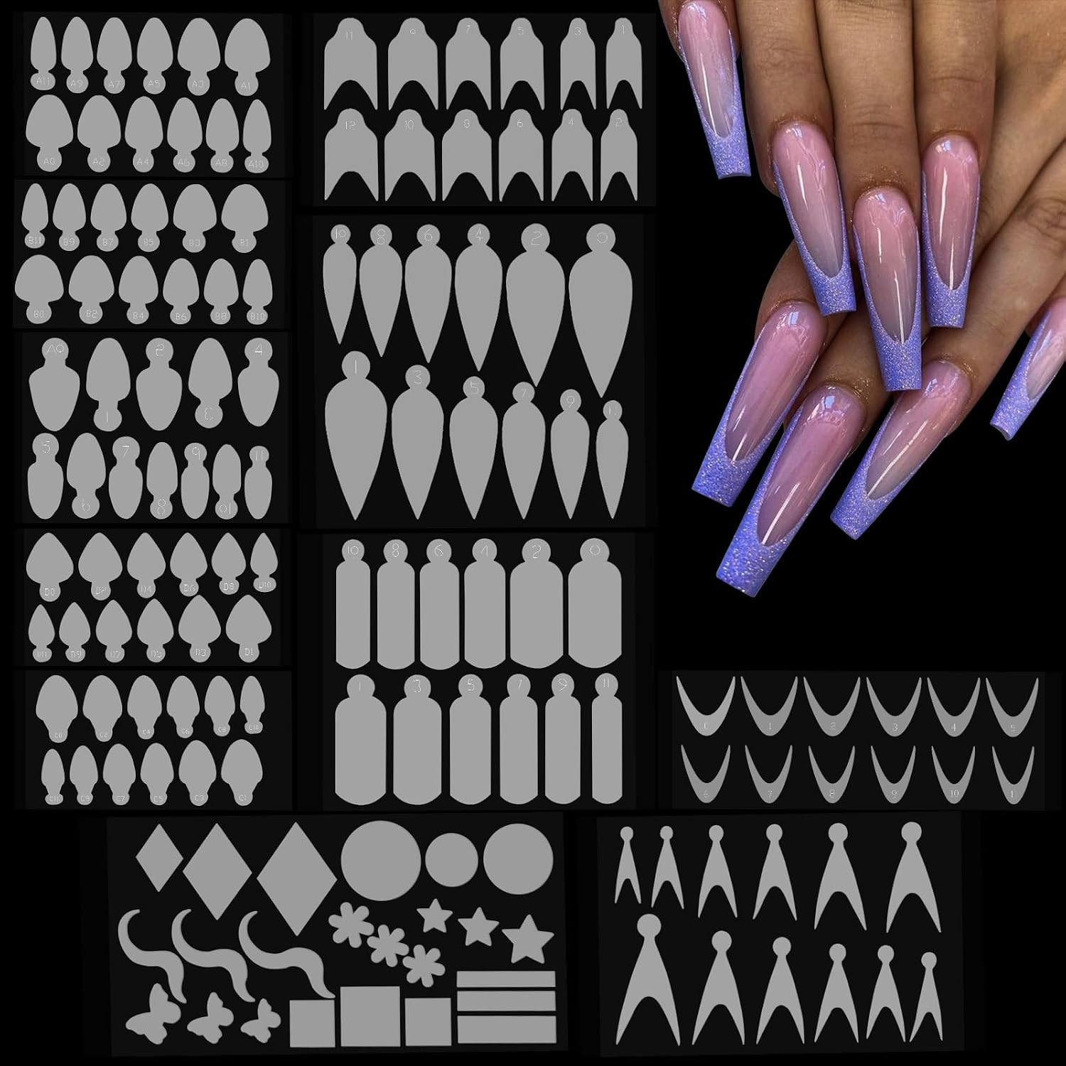 EBANKU Dual Nail Forms Stickers for Poly Gel Manicure