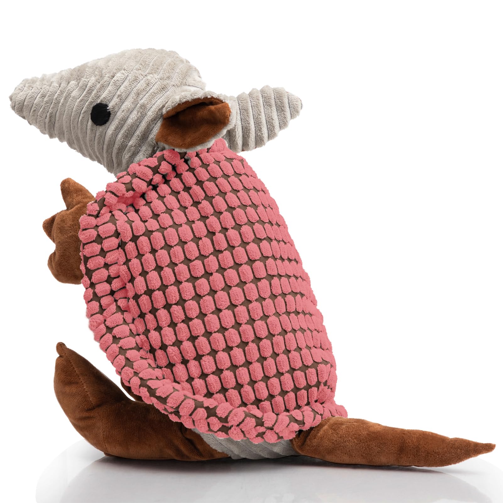 Hollypet Dog Toys, Plush Dog Toys, Squeaky Dog Toys, Stuffed Toys for Small Medium Large All Breed Sizes Dogs, Big Armadillo Animals Toy, Puppy Chew Toy with Clean Teeth, Bright Pink, 14in