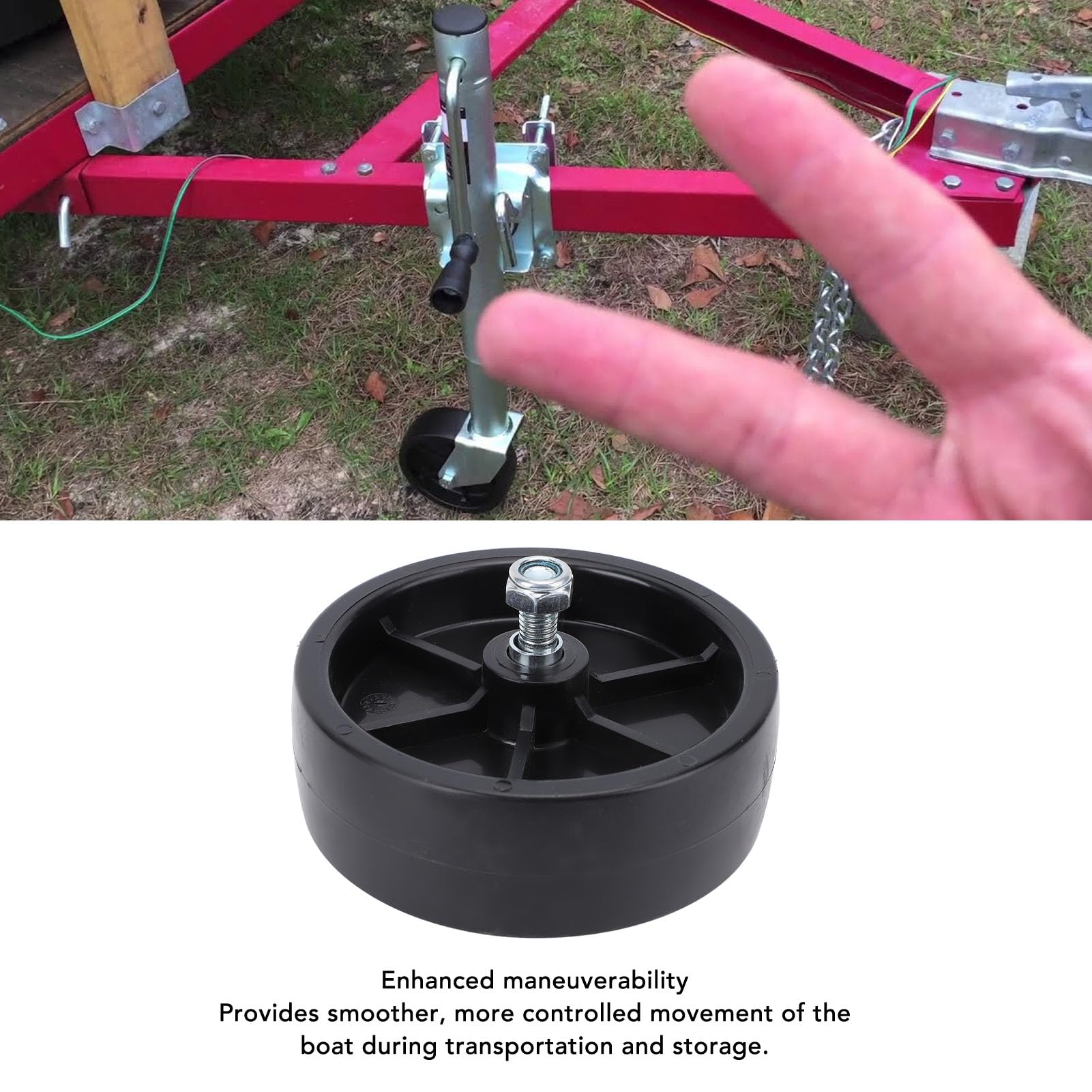 6 Inches Boat Trailer Jack Wheel, 1200lbs Loading Capacity Boat Trailer Tongue Jack Wheel Replacement, Heavy Duty Swivel Jack Wheel for RV Trailer Boat