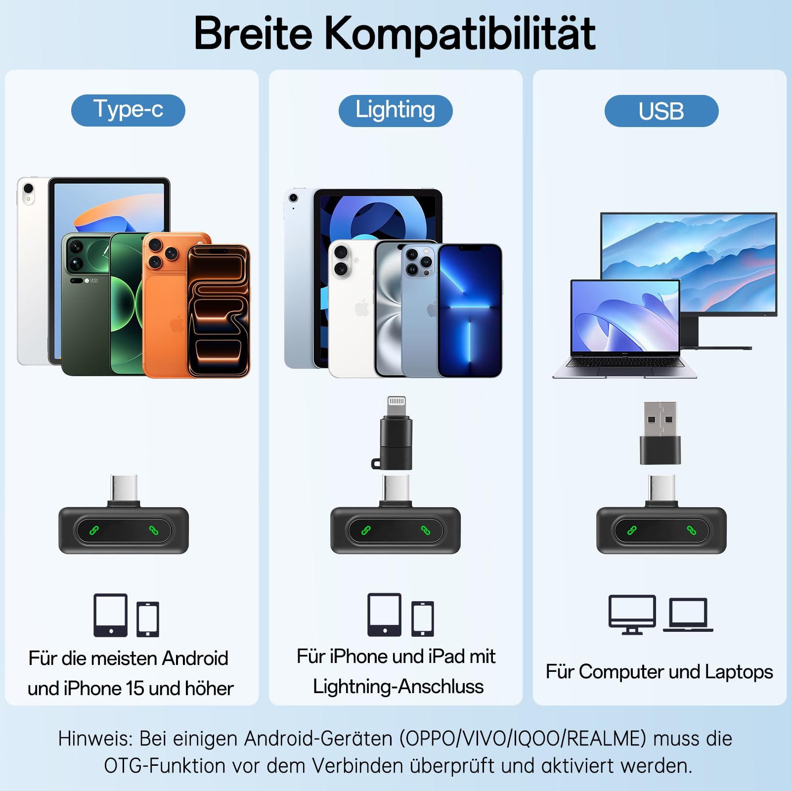 Upgrade Mini Mikrofon Handy mit Batterie-Display, Kabelloses Lavalier Ansteckmikrofon Klein Mic Wireless Plug-and-Play Microphone fur iPhone/iPad/Android Phone/PC, ideal für Vlog/Video/TikTok/YouTube