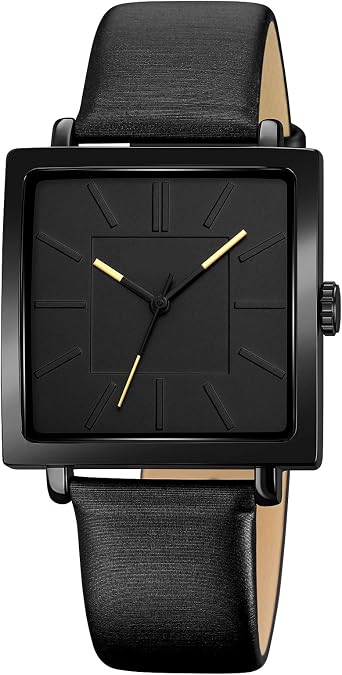 Simplicity Square Womens Watches, Elegant Womens Analogue Quartz Watch with Leather Strap, Waterproof Fashion Wristwatch for Women Ladies Girls