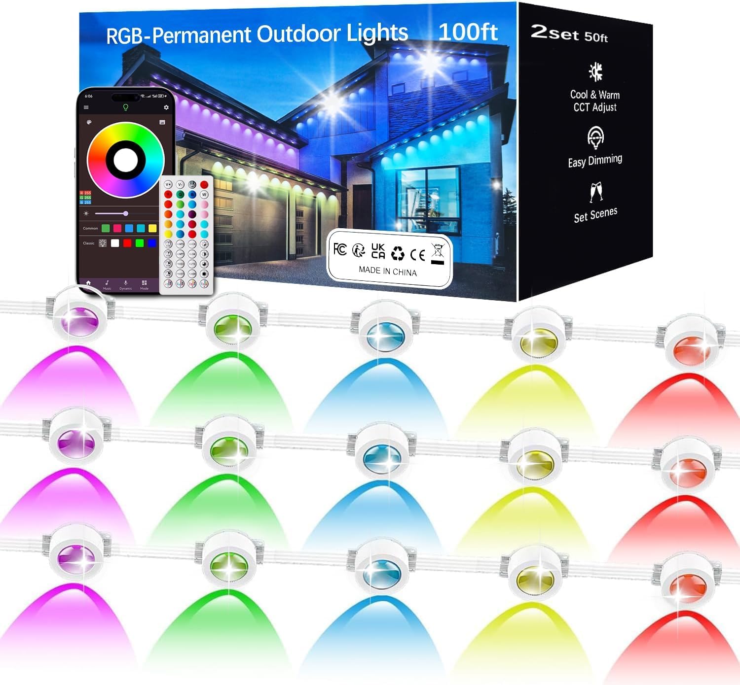 KIKO 100FT Permanent Outdoor Lights