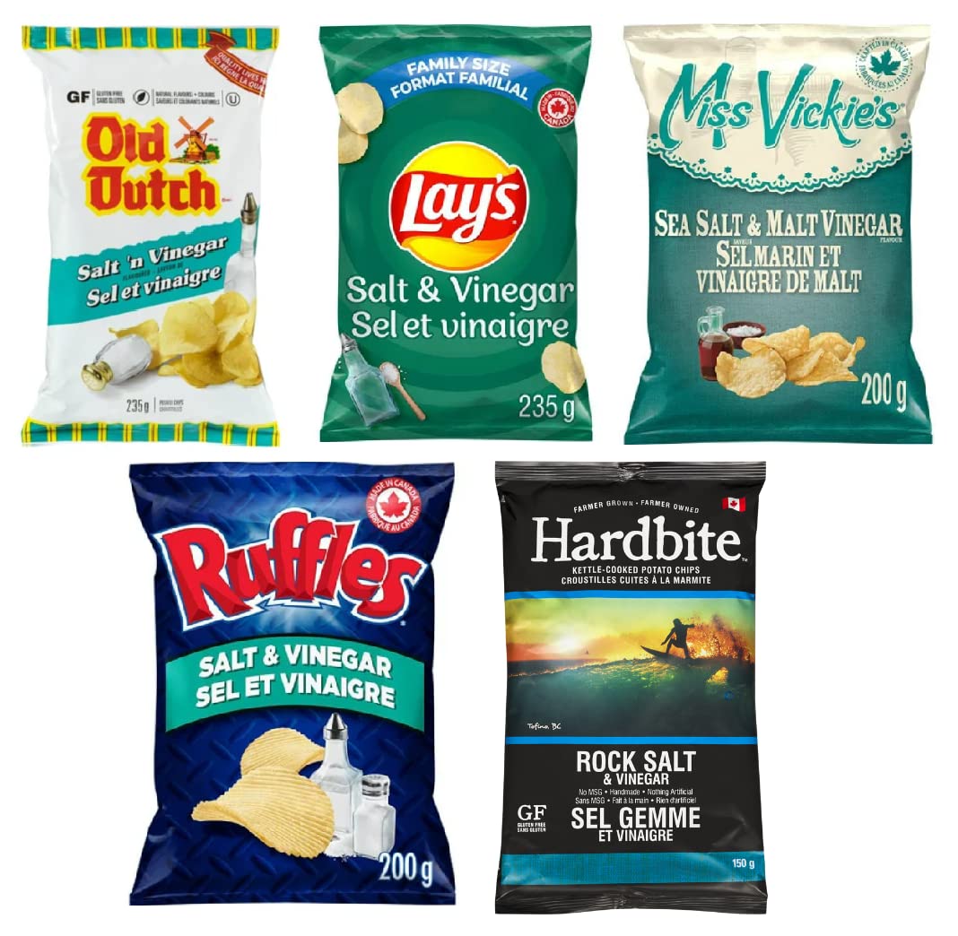 Over 2lbs of Canadian Salt and vinegar chips (5ct) variety pack Salt and Vinegar