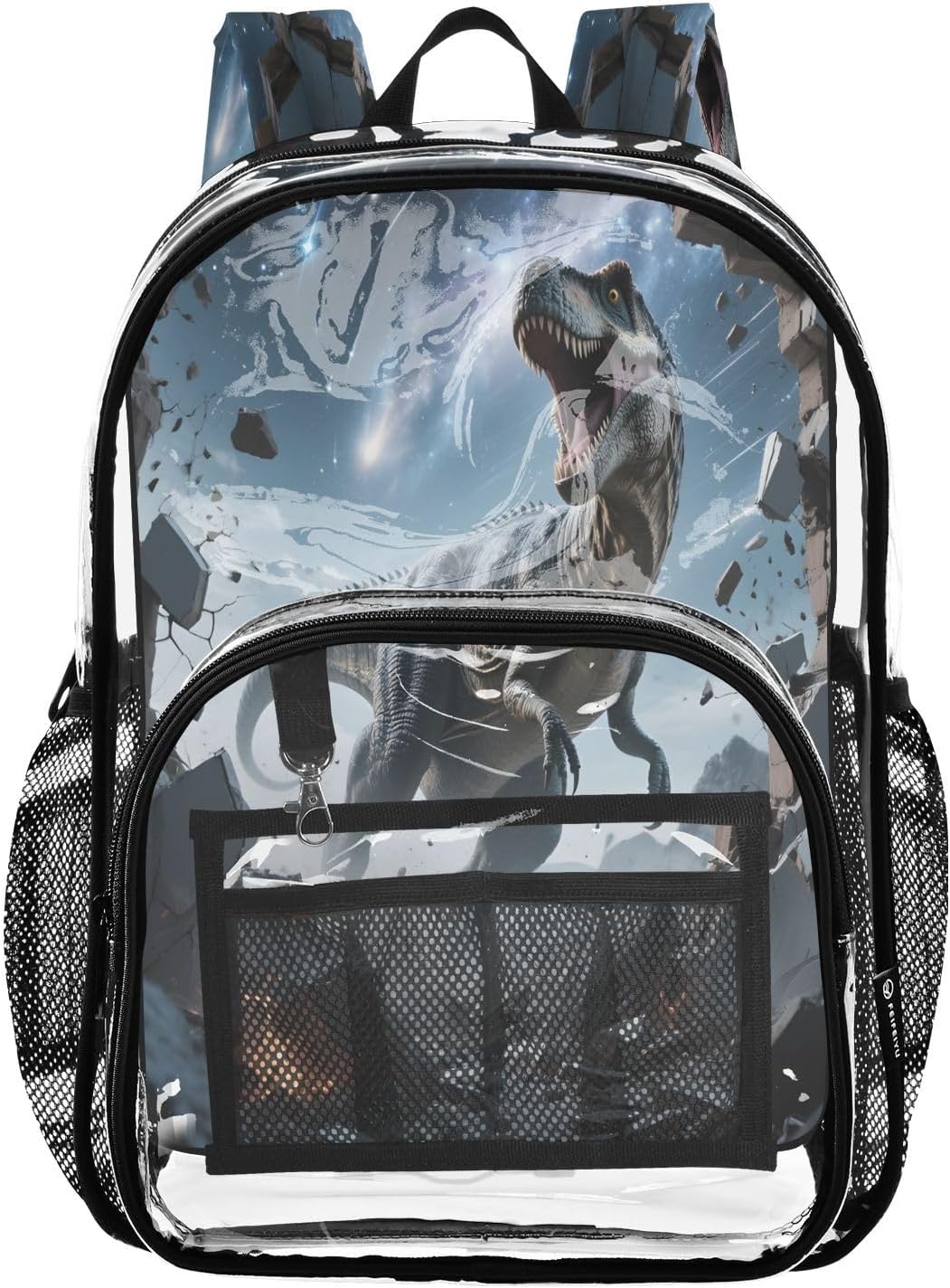 Dinosaur Star Wall Clear Backpack Heavy Duty See Through Transparent PVC BookBag for Kids Boy Girl Adult School Work