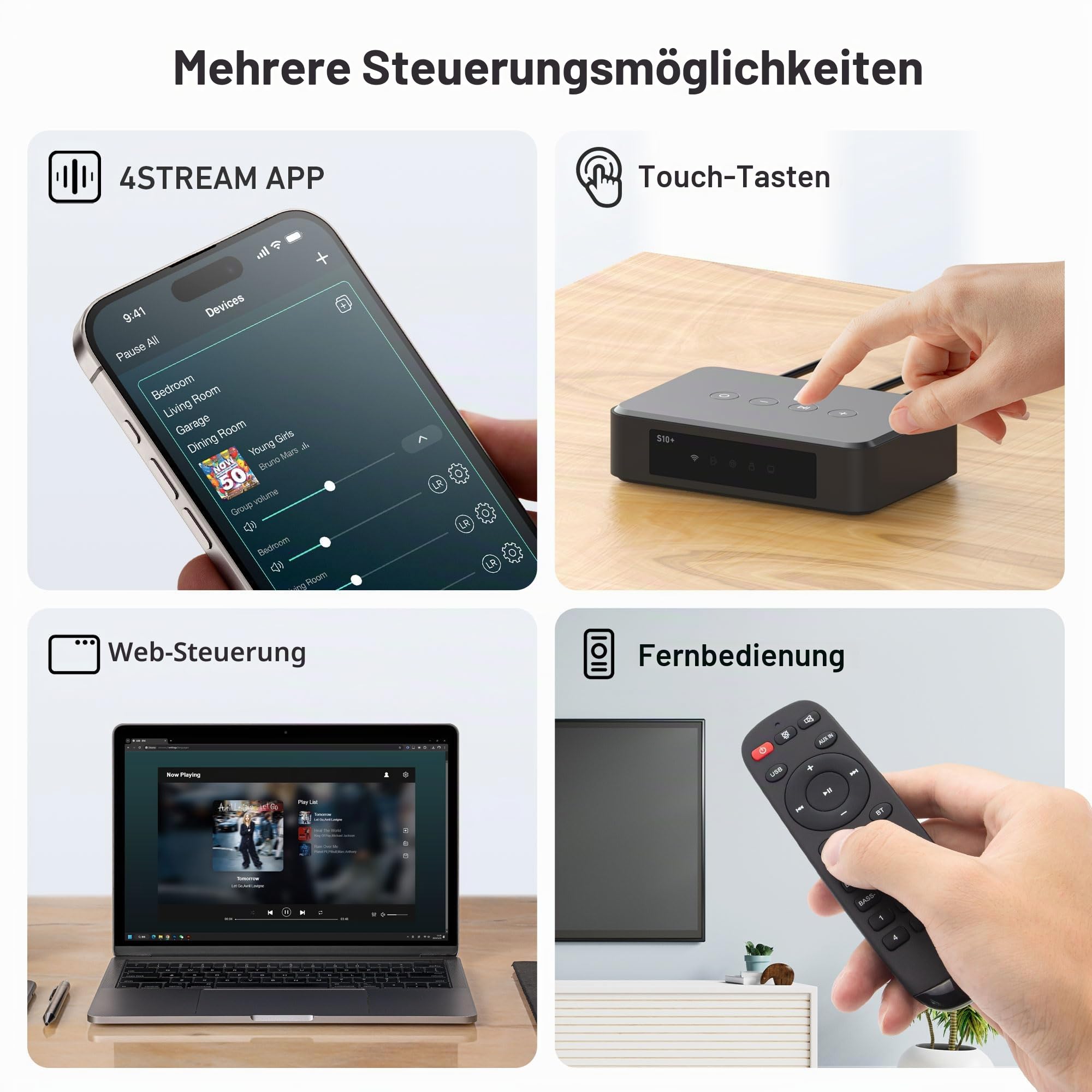 Arylic S10+ Wireless Audio Receiver, Multiroom-Stereo mit SPDIF-Ausgang, WiFi & Bluetooth Music Streamer, streamt verlustfreie HD-Musik von Spotify, Amazon Music,Tidal etc.Support AirPlay.