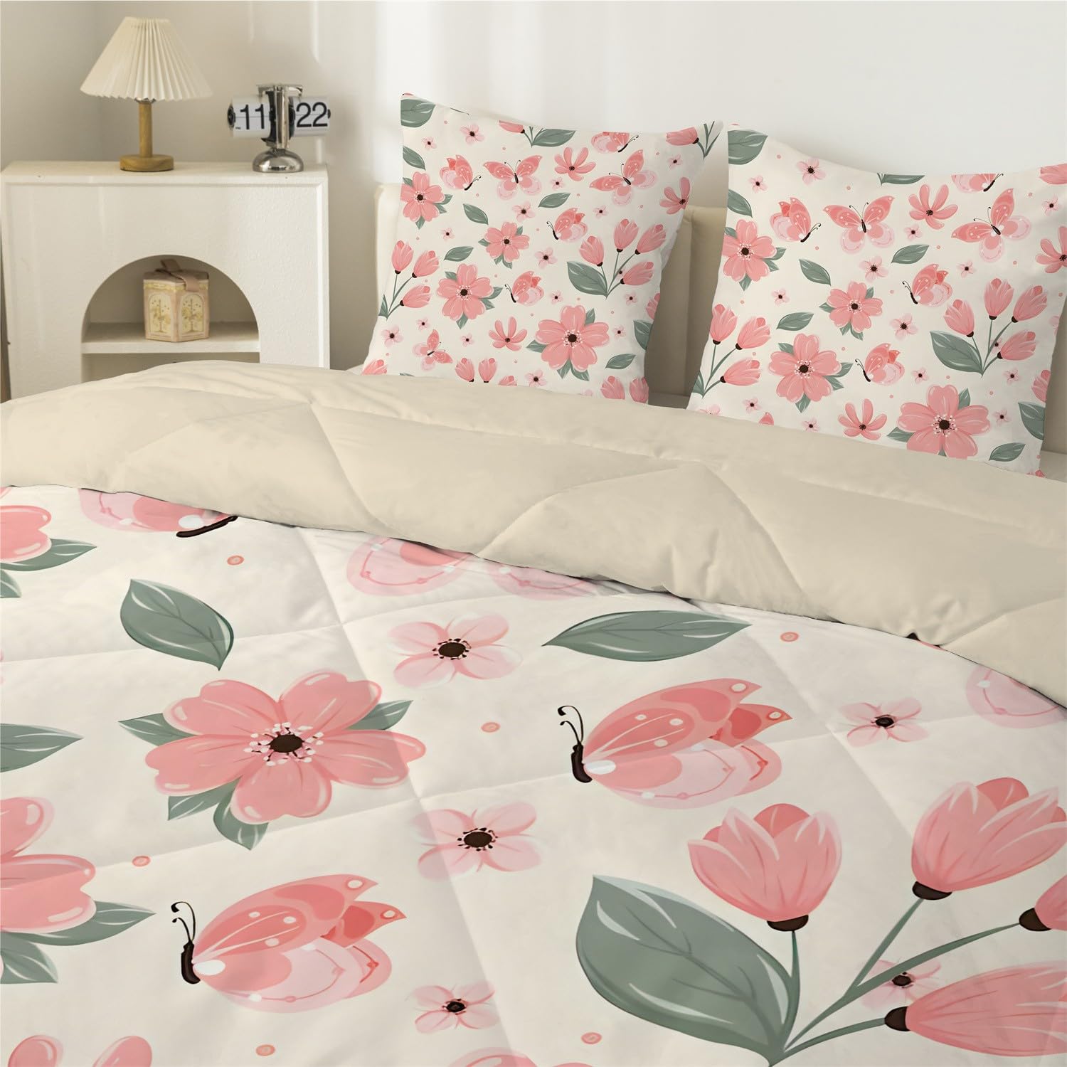 Woods Green poszewka na kołdrę w rozmiarze super king-size, dwustronna, na każdą porę roku, lekka, nadająca się do prania w pralce, poszwa na poduszkę, 260 x 220 cm, z poszewką na poduszkę
