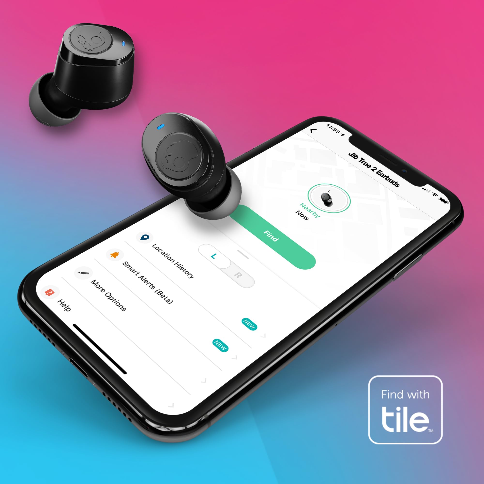 Skullcandy Jib True 2 Auriculares In-Ear Inalámbricos, 32 h de Autonomía, Micrófono, Compatibles con iPhone Android y Dispositivos Bluetooth - Gris