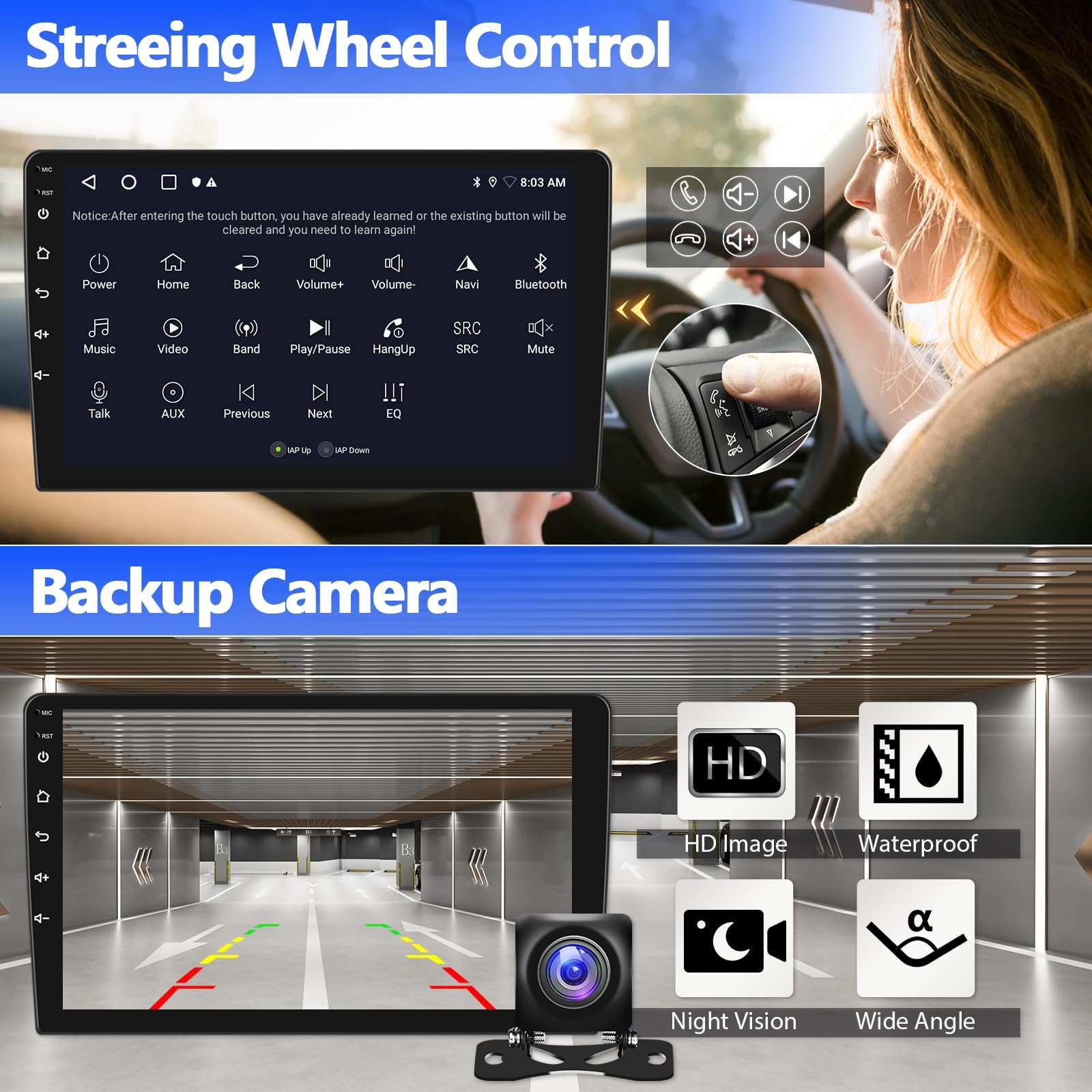 Y1,PLKEQS 2G 64G Android 15 Car Stereo for F-ord Escape/Kuga/Mazda Tribute 2007-2012 - 9" 2K ekran dotykowy z bezprzewodowym CarPlay, GPS Navi, WiFi, 26UI, Bluetooth, FM, kamera cofania