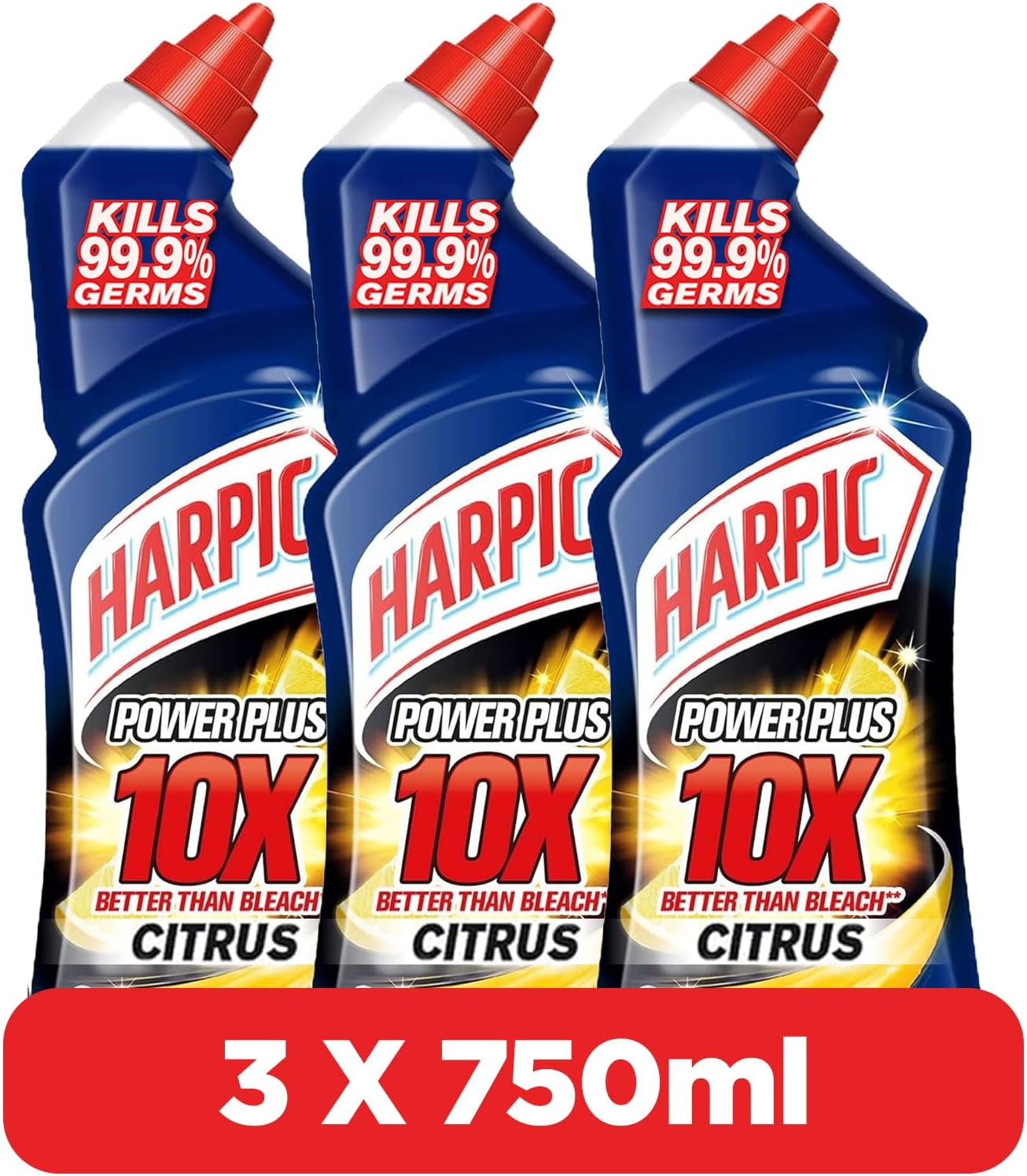 Power Plus Toilet Cleaner, Citrus Scent, 750ml x 3