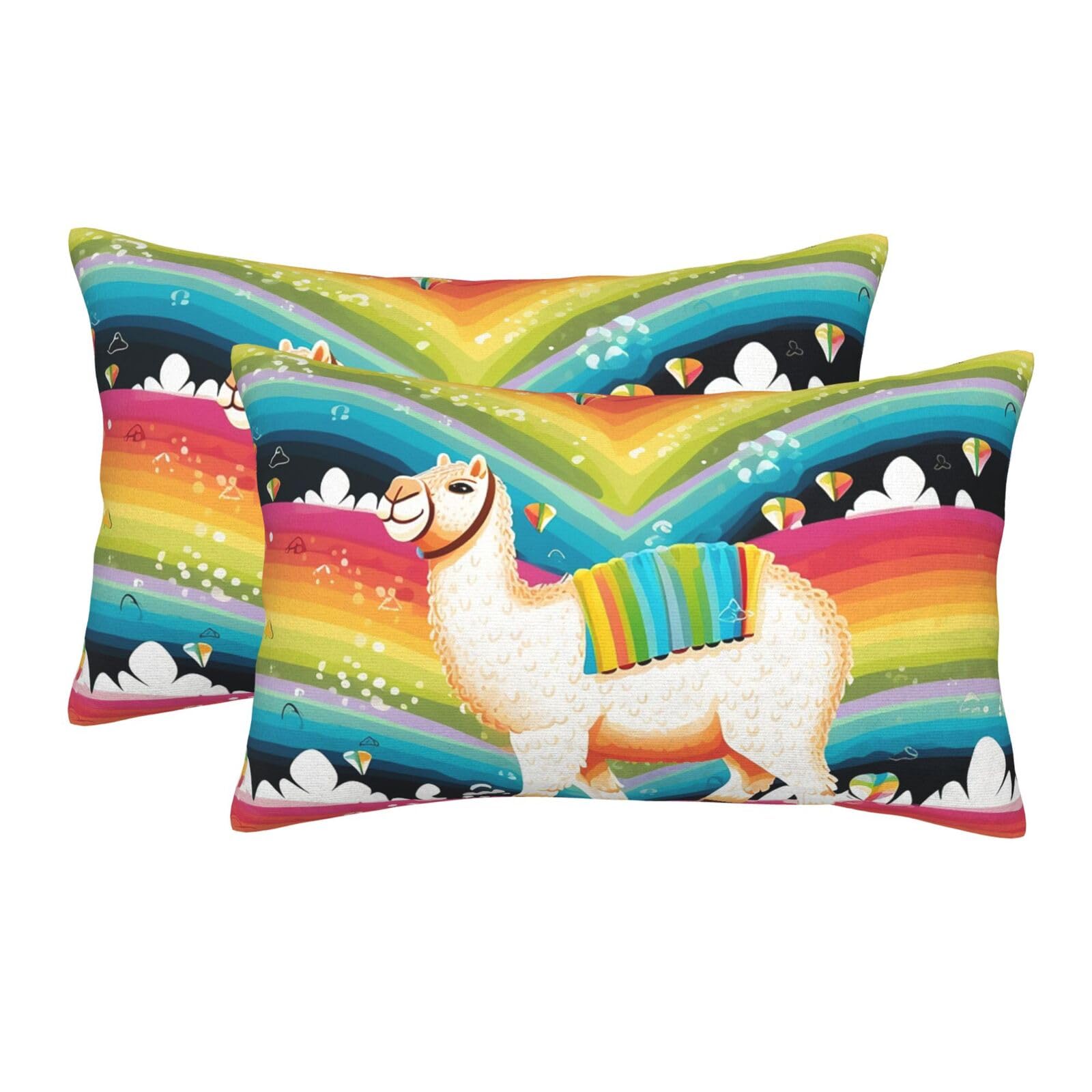2 Pack Standard Size Pillow Cases for Hair and Skin Soft Breathable Pillow Case Covers with Hidden Zipper Camel and Rainbow Pillowcase 20"x30" Pillow Cover for Sleeping Gift