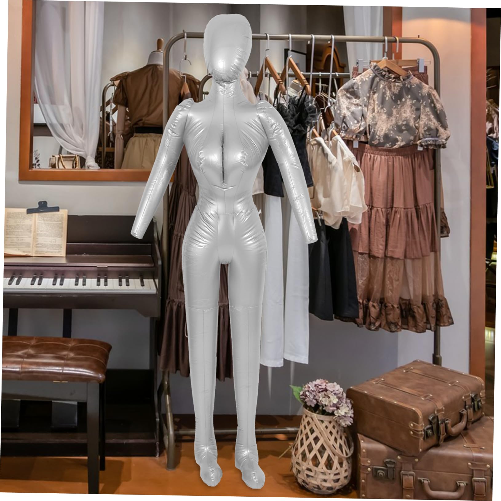 Anneome Aufblasbare für Bekleidungspräsentationsmodell Kleidung Hemden Schaufensterpuppe aus PVC mit Einfachem Design und Schaufensterpuppenständer Lebensgroßes Ausstellungsmodell