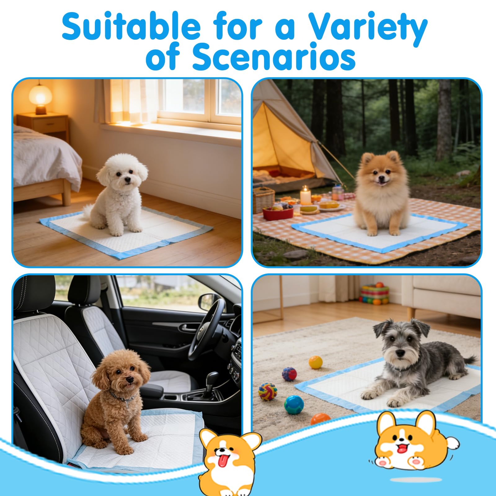 100 Pièces Alèses d'apprentissage pour Chiot, 33x45cm Tapis Absorbant Chien, avec 5 Couches de Conception Etanche, Capable D'absorber Rapidement l'humidité pour Prévenir Les Fuites