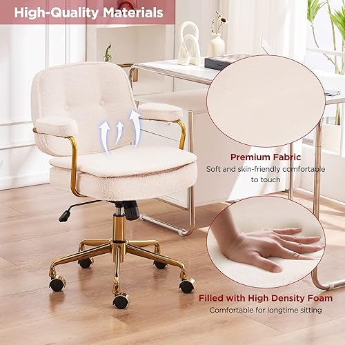 Miniatura 4 de THEETAYY Silla de oficina en casa, silla de oficina de piel sintética, sillón de ocio moderno para oficina en casa, estudio, habitación de invitados