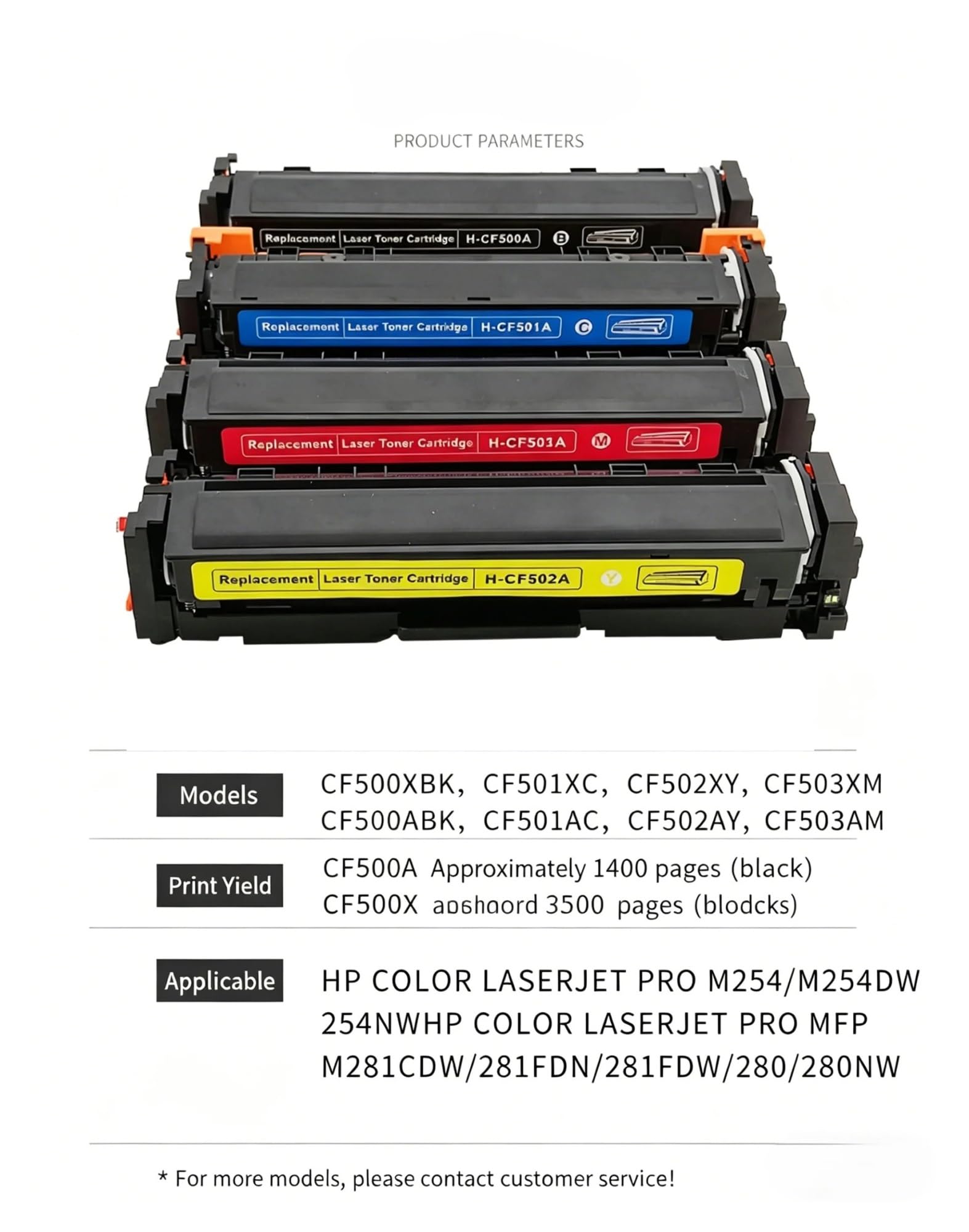 CF500X CF501X CF502X CF503X 202X kaseta z tonerem, zestaw 4 kolorów do urządzenia wielofunkcyjnego Color Pro M254dw M281fdw(Magenta 1)