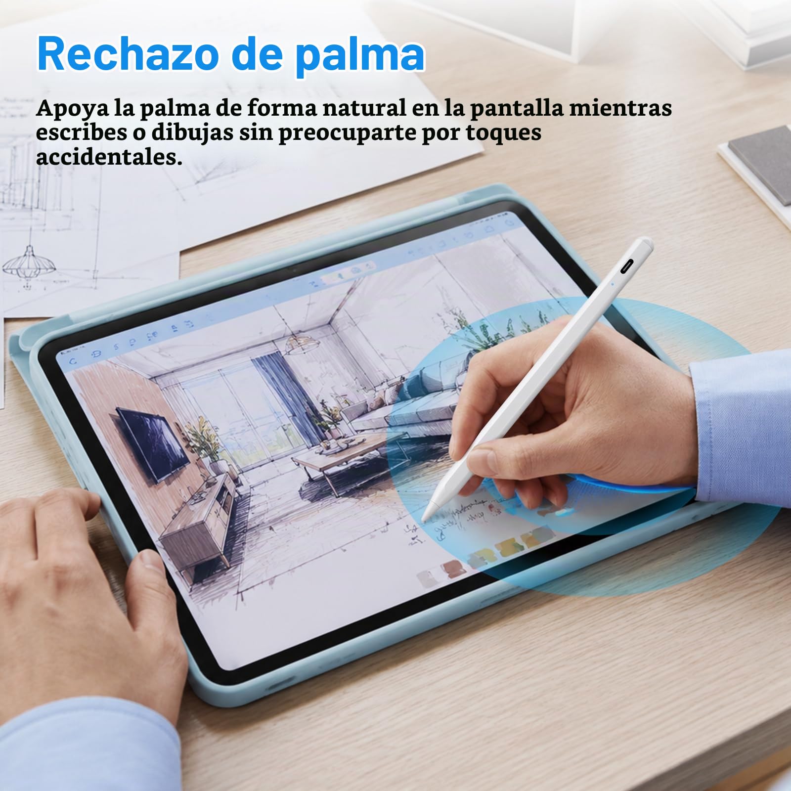 Lápiz capacitivo para iPad Apple: carga rápida para iPad Pencil Apple Pen con sensibilidad de inclinación de rechazo de palma - Bolígrafo para iPad 10/9/8/7/6, iPad Pro de 12.9 pulgadas/11 pulgadas/13