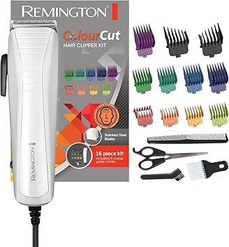 Remington Tagliacapelli, Kit Di 16 Pezzi Tra Qui 9 Pettini Diversi Colorati, Color Cut HC5035