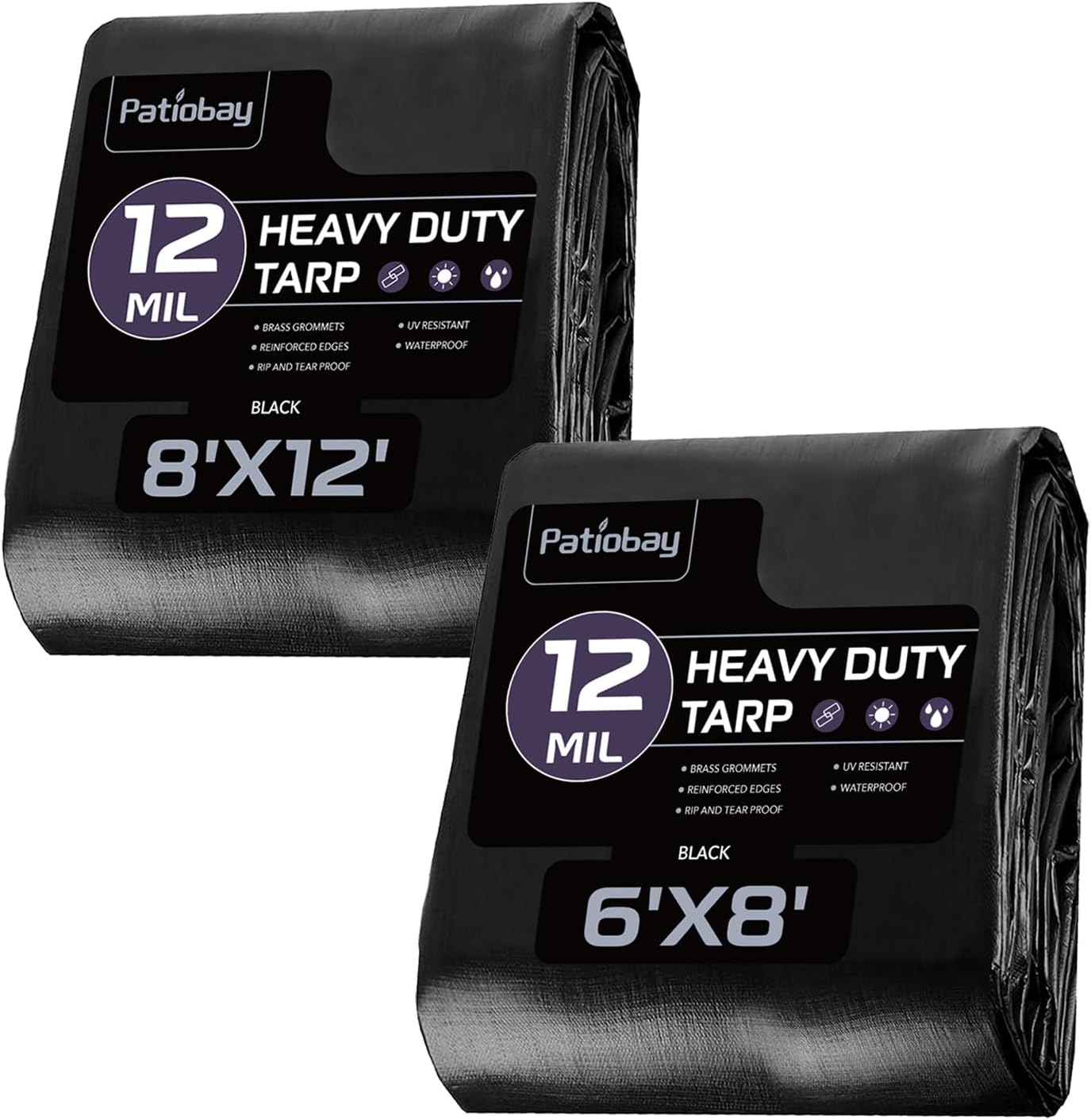 Tarp 12 Mil Large, Waterproof Tarps Heavy Duty with Grommets Every 23.6", Thick Plastic, UV Resistant Tear&Fade Resistant, Reinforced Edges for Outdoor Pool Camp Tent