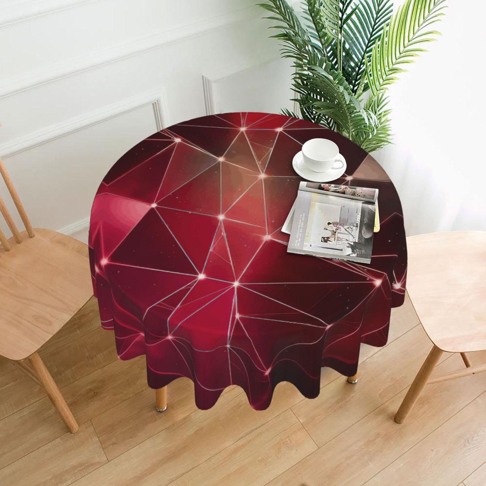 VCzsdff Red Galaxy Constellation Print Stain Resistant Round Tablecloth 60in Family Friendly Polyester Cloth for Kids Meals
