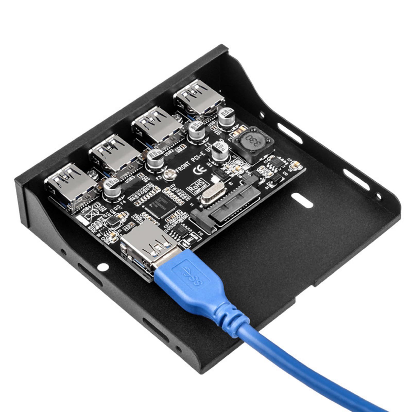 GMBYLBY Fast Speed USB3.0 Front Drives Bay Expansion Card PCIE to 4 Port Adapter for Desktops