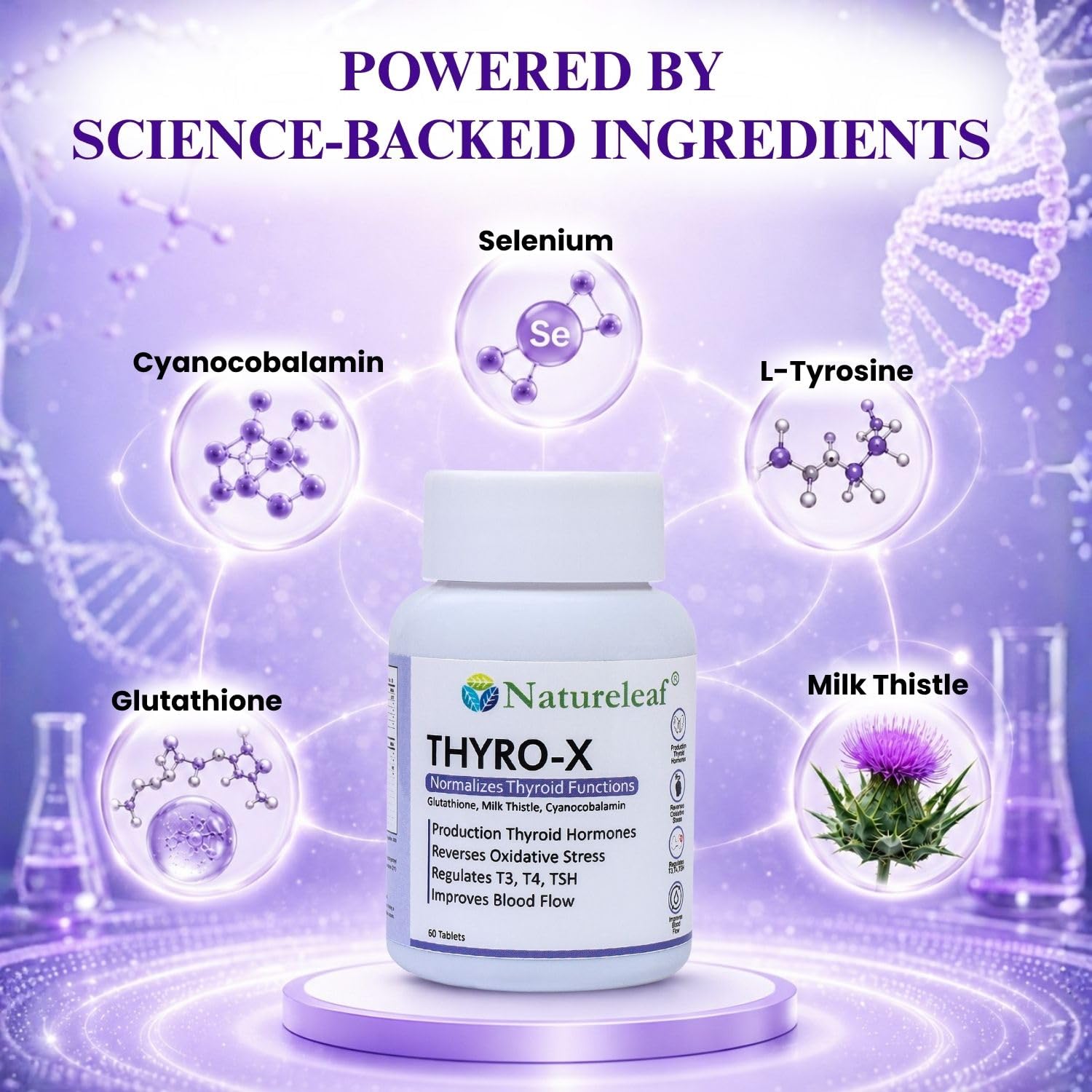 cyanocobalamin glutathione Natureleaf THYRO-X Thyroid Support Supplement | Supports Healthy Thyroid  Function, Metabolism & Energy