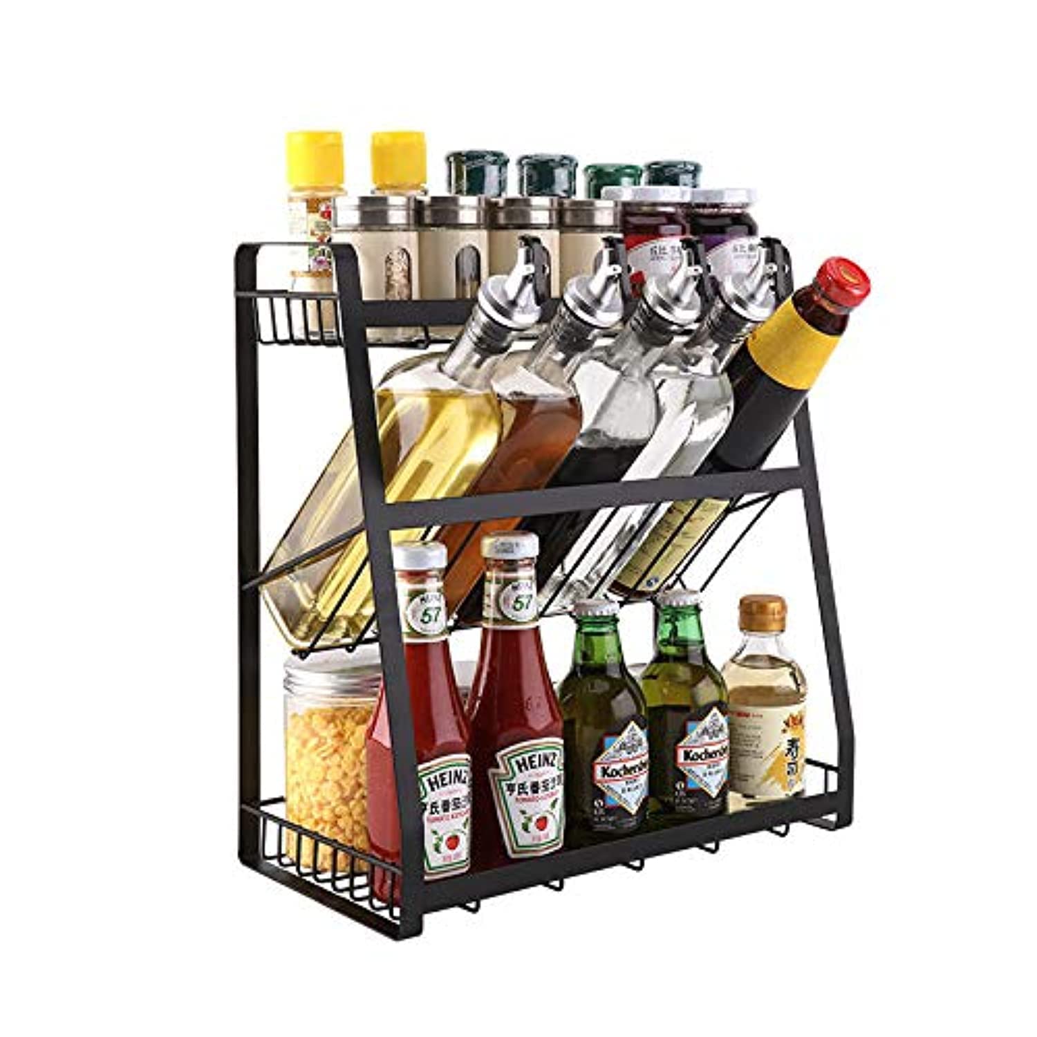 MDOMDO3 Tier Spice Rack, Free Standing Non-Slip Organiser, Modern Design Kitchen & Pantry Storage Solution, Up to 18 Spice Jars