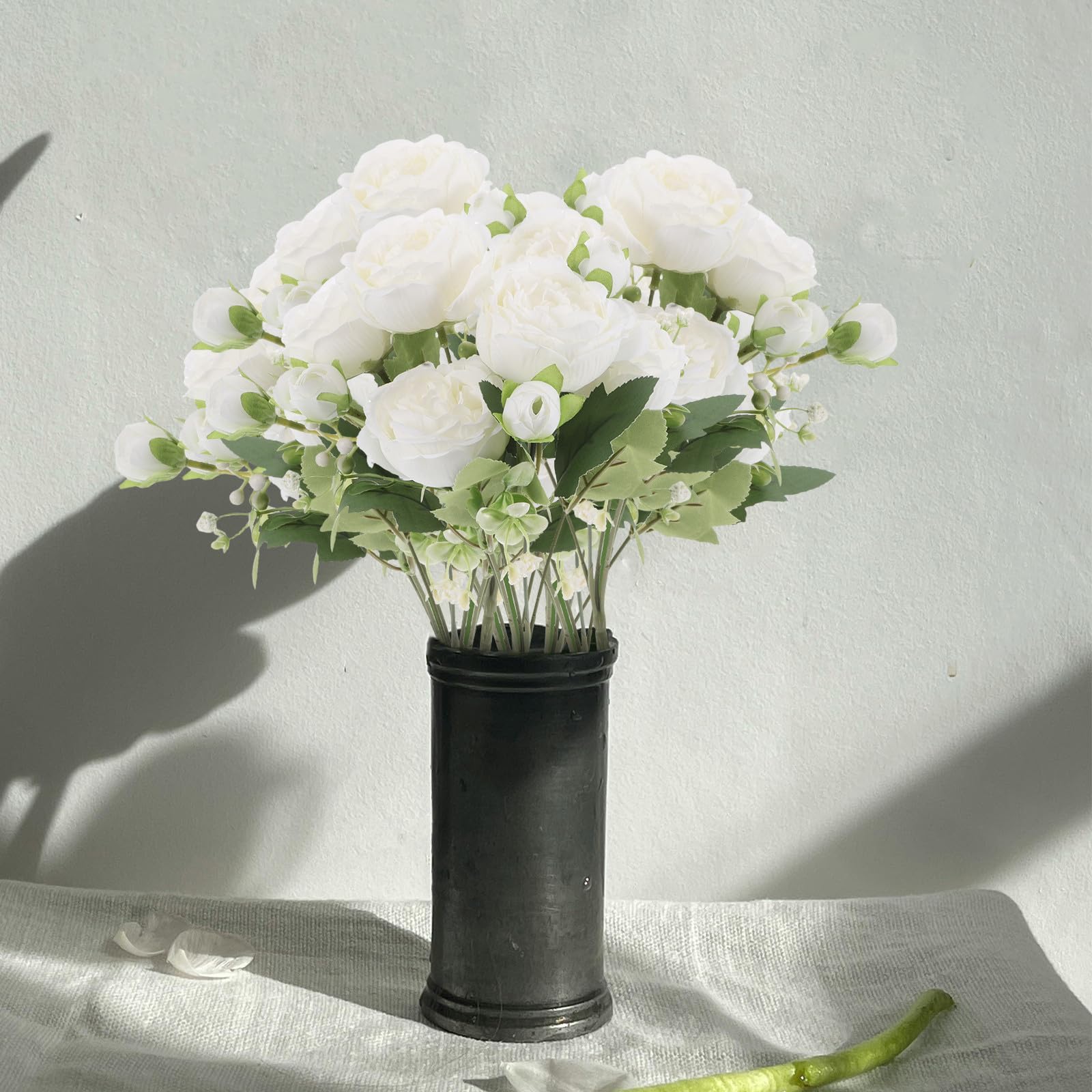 Künstliche Pfingstrosen Langlebige Deko Accessoires aus Seide 10 Stück in Weiß Stilvolle Blumensträuße für und Wohnraumdekoration