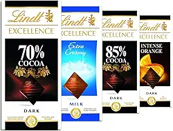 4 Barras Chocolate Suiço, Lindt Excellence Cacau Nobre, 4x100g