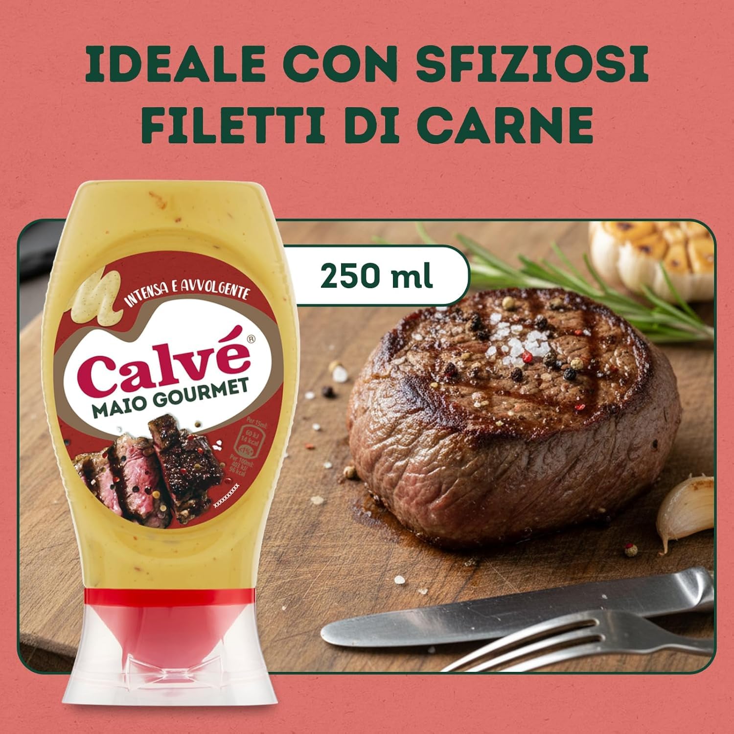 12x Calvé Maio Gourmet, Maionese Mayonnaise mit Dijon-Senfgeschmack, Kräftiger und raffinierter Geschmack 250ml Top Down + Beni Culinari Kostenloser Schlüsselanhänger