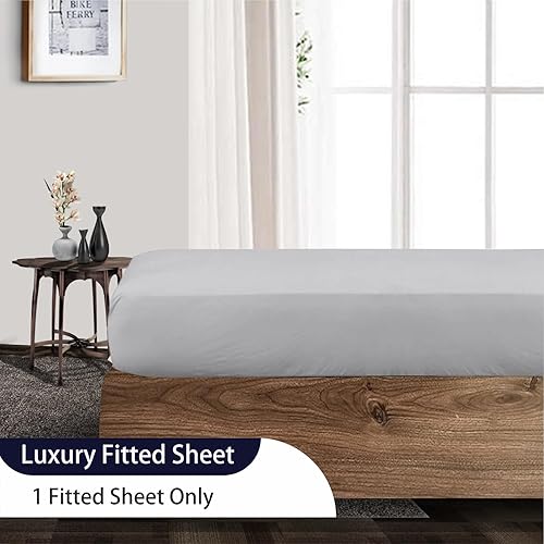 Miniatura 2 de SGI bedding Sábana bajera ajustable 100% de algodón egipcio de 600 hilos, tamaño King, suave, tejido de satén suave de 15 pulgadas de profundidad,