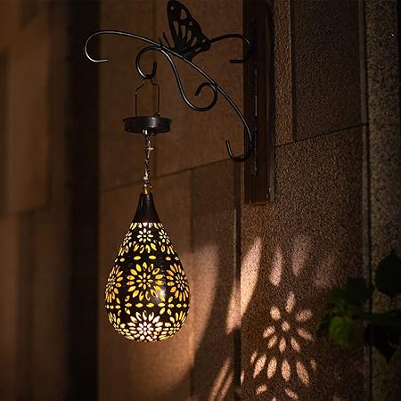Epyz Hanging Solar Lights Outdoor Garden Boho LED Flower Waterproof Decorative Metal Light for Porch Garden Outdoor (1 Pack)