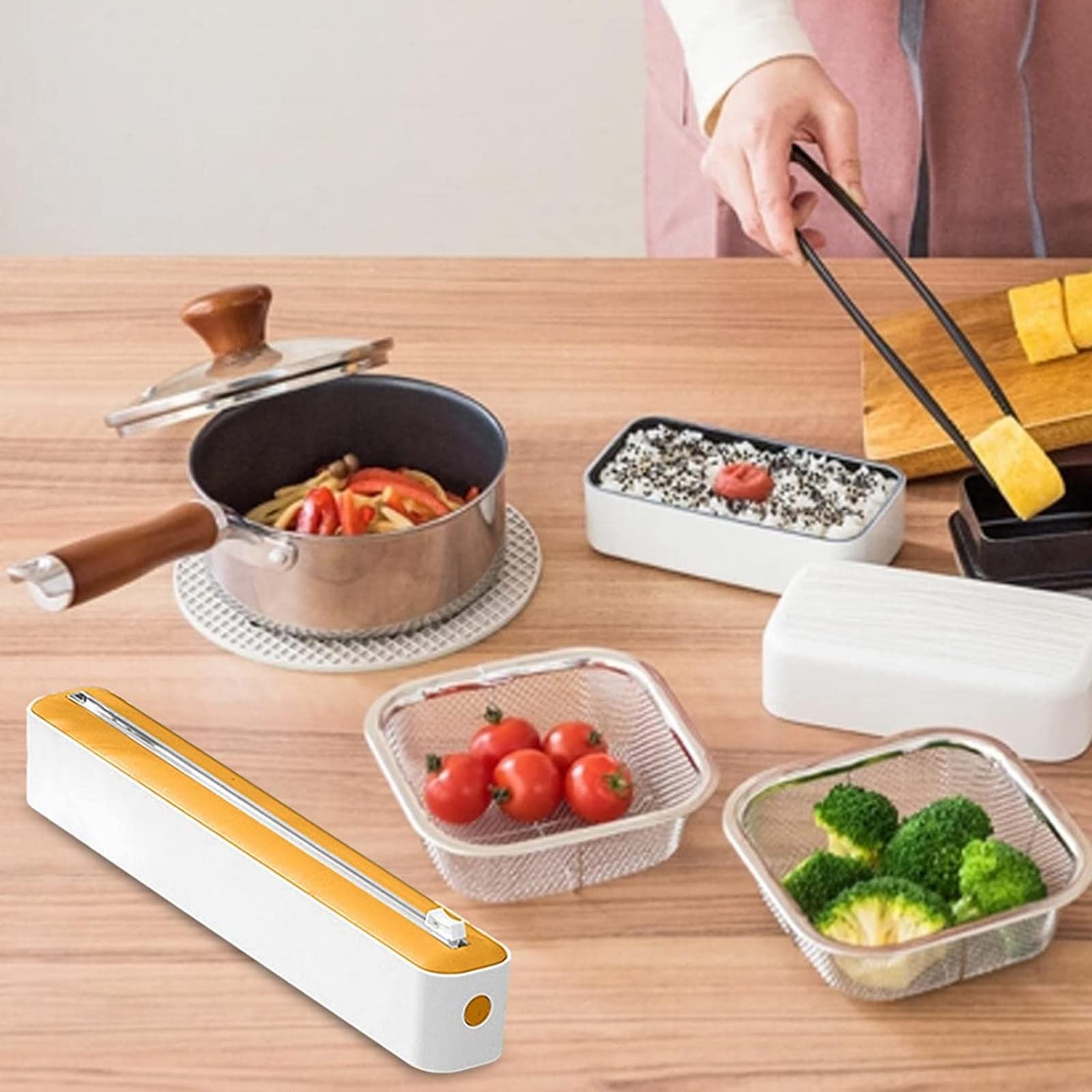Distributeur Film Alimentaire Magnétique - Rangement Papier Alu Et Film Alimentaire, Distributeur Papier Aluminium Et Film Pratique - Dérouleur Film Alimentaire (Livré avec un film plastique)