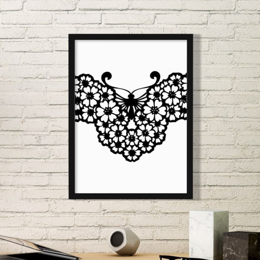 Peintures imprimées papillon floraux pour stickers muraux noir